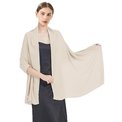Chiffon Shawls and Wraps - Lightweight Scarve for Women Evening Dresses Wedding Bridal Formal Party - color: F1-pale Champagne