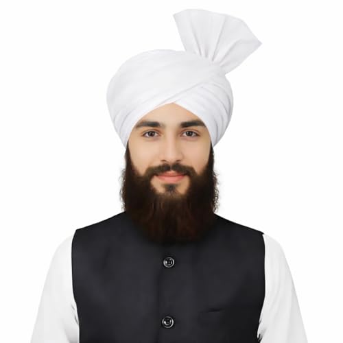 Turban For Men (156 Inches) Long Cloth – Muslim, Sikh, Punjabi Headwrap | For Prayer, Festivals & Special Occasions - color: White