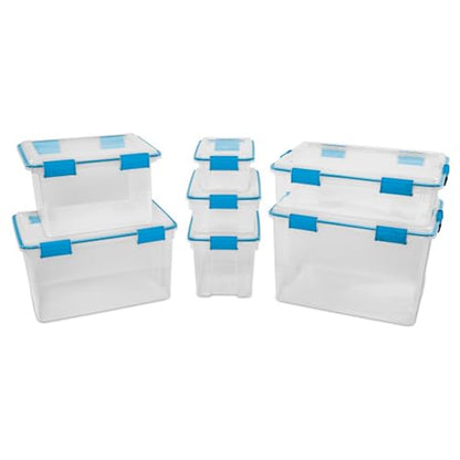 Sterilite 16-Pack Gasket Box, Weather-Resistant Storage Bins with Latching Lids, 54 Quart - Heavy-Duty Organizing Containers for Closet, Bathroom, and Office - size: 54 Quart, style: 16 Pack