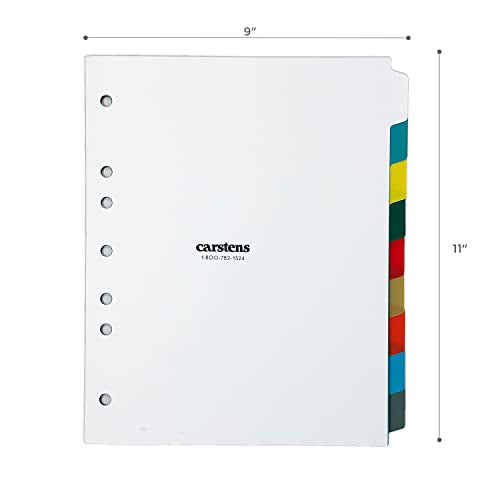 Carstens Heavy Duty Plastic Dividers, 9-Tab, Multi-Color, Blank, for Side-Opening 3-Ring Binders, 1 Set - size: 9-Tab