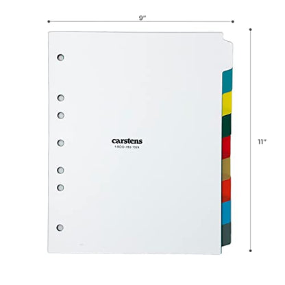 Carstens Heavy Duty Plastic Dividers, 9-Tab, Multi-Color, Blank, for Side-Opening 3-Ring Binders, 1 Set - size: 9-Tab