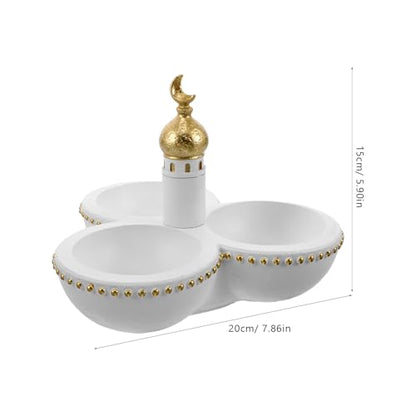 Ciieeo Eid Mubarak Candy Plate: Ramadan Serving Tray Muslim Islamic Dessert Trays Pastry Food Storage Container Display Holder for Party