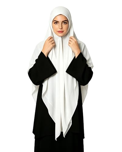 Lina & Lily Premium Chiffon Hijab Head Scarf Shawl Wrap for Muslim Women Square 58'' x 58'' - color: Ivory White