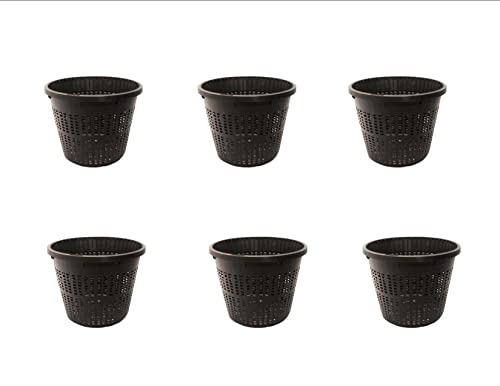 PondH2o 8" (20cm) Round Water Garden Pond Aquatic Plastic Slotted Mesh Plant or Flower Baskets | Value 6 Pack, Plastic Planting Pots for Ponds, Aquariums, Aquaponics, Hydroponics
