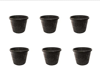 PondH2o 8" (20cm) Round Water Garden Pond Aquatic Plastic Slotted Mesh Plant or Flower Baskets | Value 6 Pack, Plastic Planting Pots for Ponds, Aquariums, Aquaponics, Hydroponics