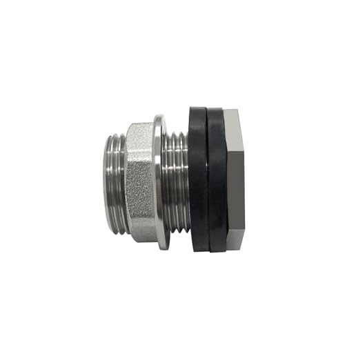 Beduan 1 NPS Male to 3/4 BSP(G) Female Stainless Steel Bulkhead Water Tank Connector Thru-bulk Fitting for Water Tank Barrel(Pack of 2) - size: 3/4G(BSP) to 1 G(BSP)