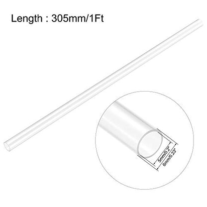 uxcell Clear Rigid Tubing 5mm(3/16'') ID x 6mm(1/4'') OD x 1Ft Length Round Plastic Polycarbonate Tube - size: 5mmx6mm