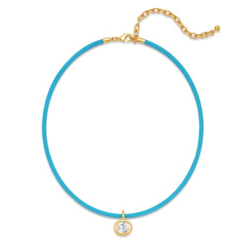 Choker Necklace for Women Dainty Cubic Zircon Pendant Necklace Colorful Rope Chain Necklaces Cute Minimalist Summer Beach Holiday Necklaces Vocation Jewelry Gifts - color: Blue Rope Chain