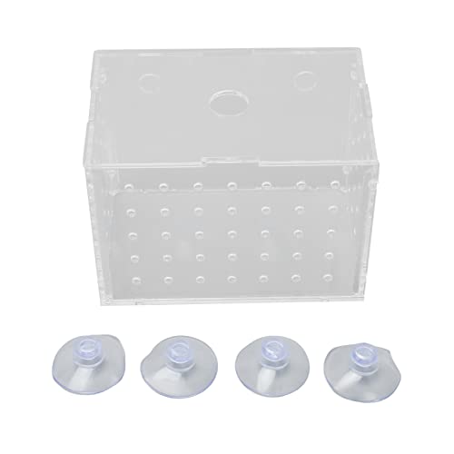Fish Breeder Box, Aquarium Fish Breeding Box, High Transparency Acrylic Hatchery Incubator Tank with Suction Cups, Isolation Breeding Box for Baby Fishes Shrimp Clownfish, Safe Lid (11 * 7 * 8CM)