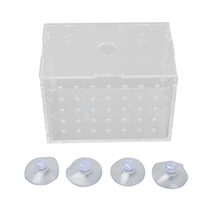 Fish Breeder Box, Aquarium Fish Breeding Box with Suction Cups, High Transparency Acrylic Hatchery Incubator Tank for Baby Fish Shrimp Clownfish Isolation and Rearing (11 * 7 * 8CM) - size: 11*7*8CM