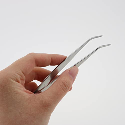 2pcs Stainless Steel Lab Tweezers High Precision Forceps 5.5" Fine Strong Straight/Curved Point Tweezers