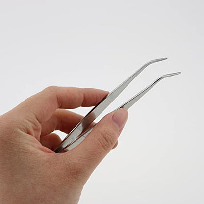 2pcs Stainless Steel Lab Tweezers High Precision Forceps 5.5" Fine Strong Straight/Curved Point Tweezers