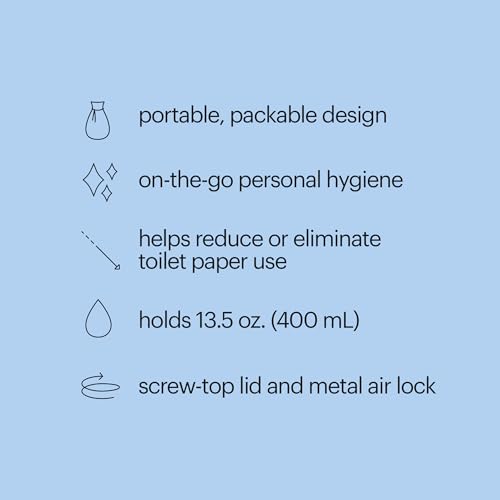 Brondell GoSpa Travel Bidet GS-70 – Portable Peri Bottle for Postpartum & Perineal Care, 400ml Handheld Bidet with Angled Nozzle, Collapsible Design, Nozzle Storage & Travel Bag, Amaranthine - color: Amaranthine