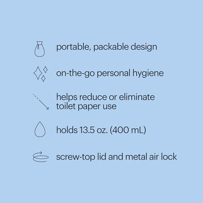 Brondell GoSpa Travel Bidet GS-70 – Portable Peri Bottle for Postpartum & Perineal Care, 400ml Handheld Bidet with Angled Nozzle, Collapsible Design, Nozzle Storage & Travel Bag, Amaranthine - color: Amaranthine