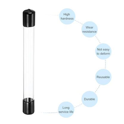 MECCANIXITY Clear Storage Tube 18x20mm Small Plastic Round Tubing with Caps Rigid Bottle Container 200mm/8 Inch for Item Stored - size: 18x20x200mm