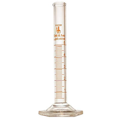 5ml Graduated Cylinder, Borosilicate 3.3 Glass, Single Metric Scale, Class B, Karter Scientific 246D7 (Pack of 2) - size: 5ml, style: Pack of 2