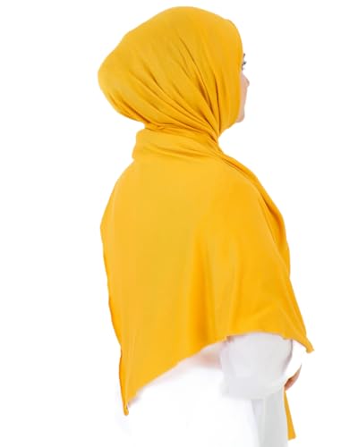 Prien Hijab for Women Viscose Scarf Lightweight Muslim Hijabs Long Shawl Islamic Scarves Turkey Silk Headscarf for Womens - color: Deep Yellow