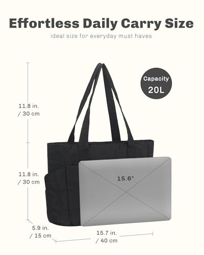 Hynes Eagle Tote Bag for Women Quilted Travel Bag Lightweight Puffer Tote Shoulder Handbag with Compartments Work/Gym/Teacher - color: Black