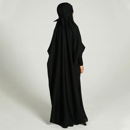 ODIZLI Muslim One Piece Prayer Hijab Dress Women Hooded Abaya Full Cover Islam Dubai Modest Robe - color: Black Kids, size: 6-7 Years