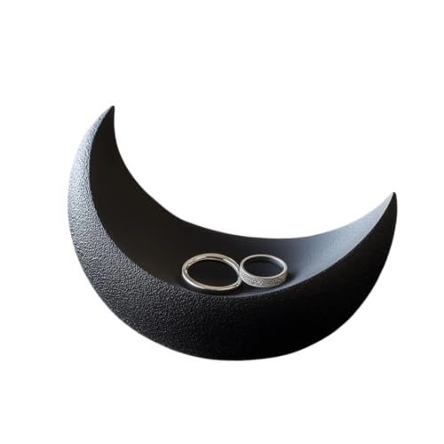 Lunar Crescent Ring Holder | Minimalist Moon Jewelry Dish | Modern Crescent Decor | Elegant Ring Display | Celestial Organizer | Nightstand Decor | Gift for Women (Marble) - color: Marble