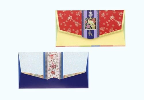 (Pack of 6) Korean Traditional Money Gift Envelopes for Cash Wedding, Birthday, New Year, Christmas, Multicolor