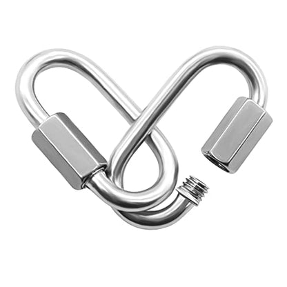 Anvin 2 Pack Quick Link M8 5/16 Inch Heavy Duty Carabiner D Shape Chain Links 1500LB Capacity Repair Utility Links Safety Chain Connector for Camping Outdoor Equipment Locking Hammocks Harness Leash - style: Oval, 3 Inch, 2 Pack