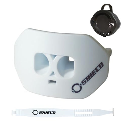O Shield Core Football Mouth Guard, Detachable Strap | Football Mouth Guard with Detachable Strap — No-Boil Ready Fit, BPA-Free, Brace-Friendly, Includes Carrying Case - color: White