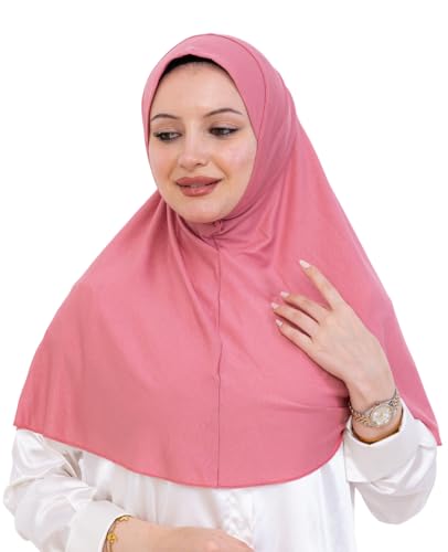 Prien Ready Hijab For Women, One Piece Muslim Instant Turban, Easy To Wear Long Head Scarf, Turkish Islamic Clothes For Abaya - color: Dusty Rose
