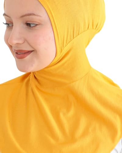 Prien Sport Hijab For Women, Muslim Head Scarf, Flexible Turban Girls, Chic Islamic Wear For Gym, Neck Collar Bonnet Viscose - color: Deep Yellow