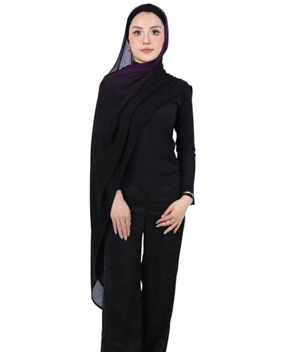 Special Ombre Modal Cotton Hijab Scarf for Women, Graceful Gradient Muslim Head Scarfs - color: Ombre Purple