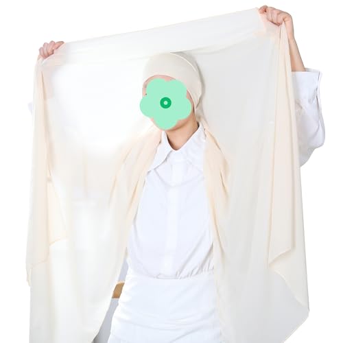 Magnetic Chiffon Hijab Scarf for Women, Quick Snap Closure Headscarf, Breathable Muslim Headwrap with Under Cap - color: Sandstone Beige