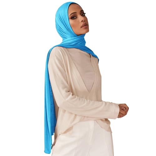 Soft Hijab Scarf for Muslim Women, 71" Long Head Wrap Shawl - color: Sky Blue