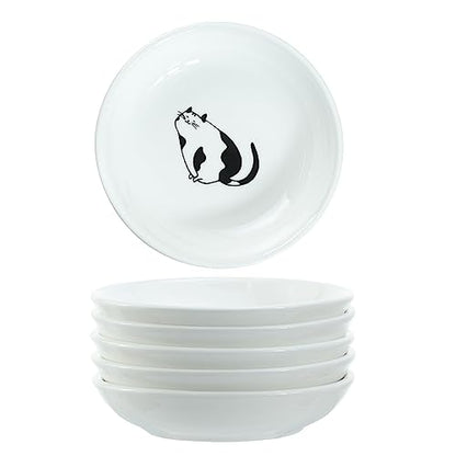 Super Cute Gentleman Cat Ceramic Sauce Dish/Seasoning Dish/Sushi Soy Dipping Bowl/Appetizer Plates/Serving Dish for Kitchen Home(Set of 6) - color: Cat-Gentleman
