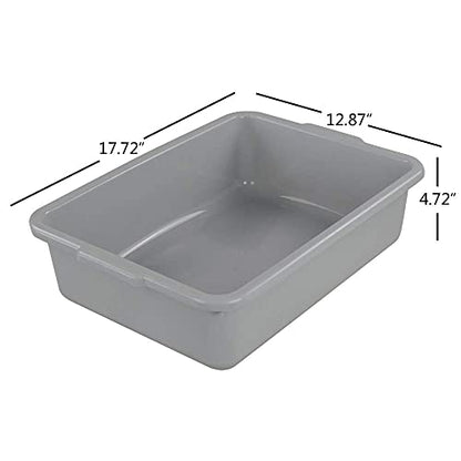 3-Pack Plastic Bus Tub, 13 L Plastic Utility Bus Box Dish Pan, Grey | Wash Basin Cleaning for Home, Laundry & Kitchen, Grey - color: Gray