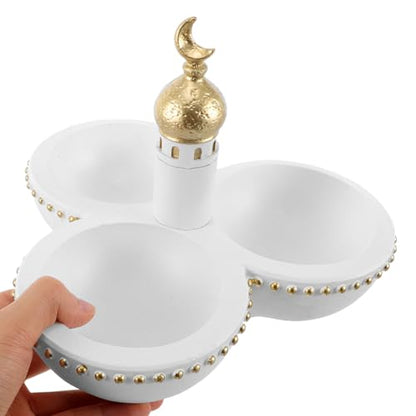 Ciieeo Eid Mubarak Candy Plate: Ramadan Serving Tray Muslim Islamic Dessert Trays Pastry Food Storage Container Display Holder for Party
