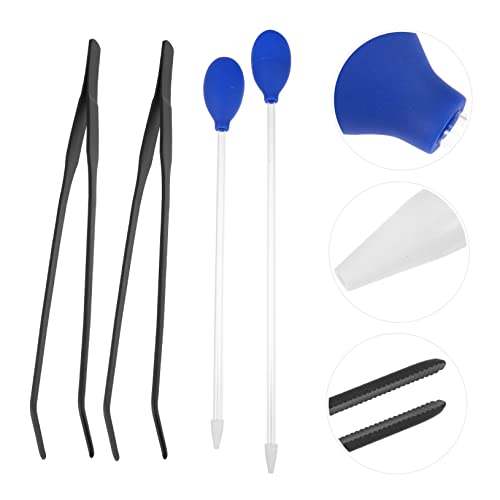 4pcs Aquarium Cleaning Tools Feeder Tweezers and Pipette Dropper for Fish Tank Maintenance and Waste Removal for Aquatic Plants and Pets