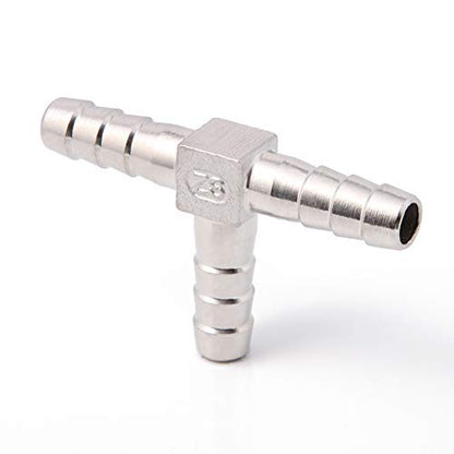 Stainless Steel 3/8" Hose Barb Tee 3 Way T Shaped Co2 Splitter - size: 3/8" x 3/8" x 3/8"