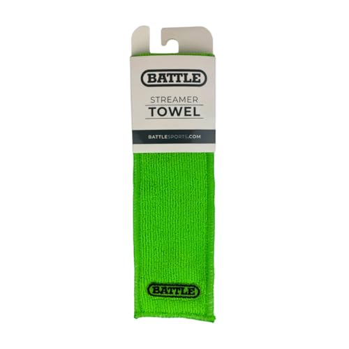 Battle Premium Football Streamer Towel, Grey | Light thin and quick-drying, attaches to your belt with hook-and-loop fastener, ultra-absorbent waffle fabric, stays put - color: Grey
