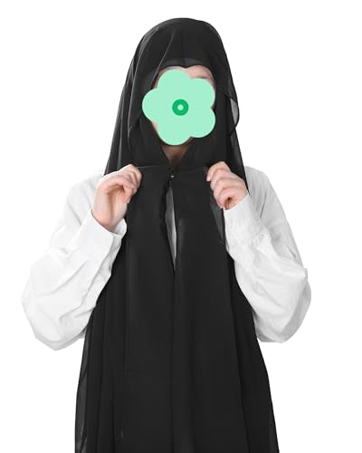 Magnetic Chiffon Hijab Scarf for Women, Quick Snap Closure Headscarf, Breathable Muslim Headwrap with Under Cap - color: Classic Onyx