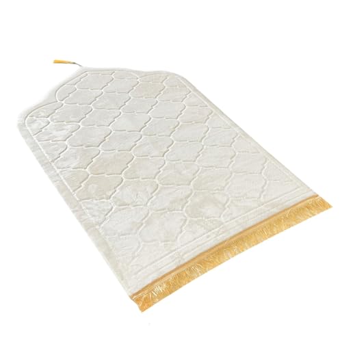 JE JOUE Prayer Rug Muslim Mat Islamic - Thickening Sponge Muslim Rug for Men Women Eid Travel Ramadan, Soft Luxury Great for Knees and Forehead （Milk White） - color: Milk White