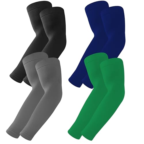 BHYTAKI UV 자외선 차단 팔 슬리브 6쌍, UPF 50 스포츠 쿨링 암 압박 슬리브 남성 여성 청소년용 - color: 블랙 1개+그린 1개+네이비 블루 1개+다크 그레이 1개