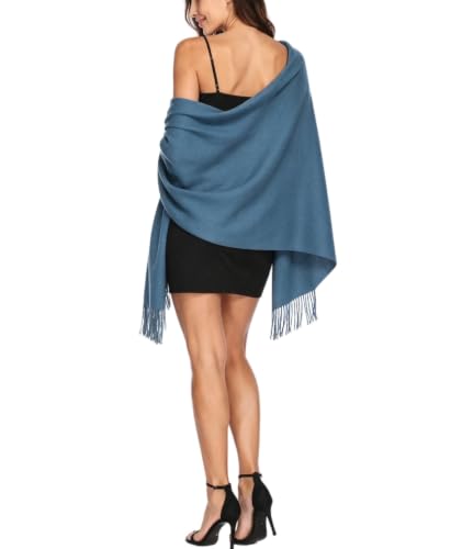 Pashmina Shawl Wraps Scarves Evening Dresses Wedding Bridesmaid for Women - color: Dark Blue