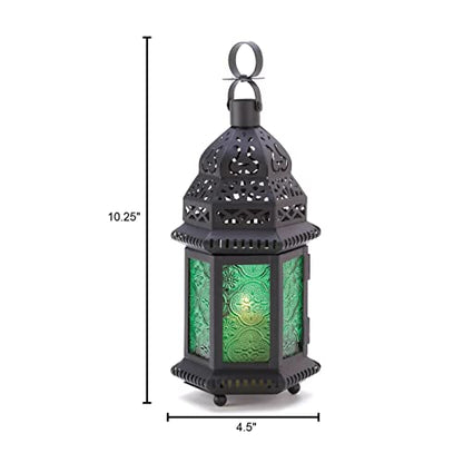 Gifts & Decor Green Glass Moroccan Candle Holder Hanging Lantern