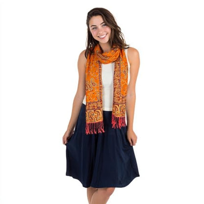 TUSHUSTY Pashmina Feel 숄 랩 레이브 스카프 여성용 부드럽고 실키한 양면 남성용 스카프 히잡 - color: 주황색.