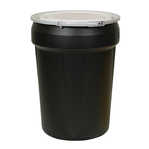 Eagle Plastic Drum, 30 Gallon Drum, DOT Compliant, Made in USA, Black | High-Density-Polyethylene Construction, Open Head Lab Pack Drum, Metal Lever-Lock Lid, Hazardous Material Storage, Transport - color: Black, size: 30 Gallon, style: Metal Lever-Lock