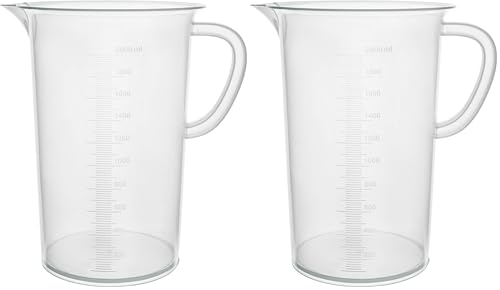 EISCO Plastic Pitcher, 2000mL (2L) - Molded Graduations - Chemical Resistant & Autoclavable Polypropylene - Measuring Jug (Pack of 2) - size: 8 inches x 9 inches x 8 inches (Pack of 2)