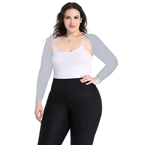 Plus Size Advanced Cooling Shawl Arm Sleeves Sun Protection Women Breathable Anti-UV Golf Outdoor Sports Cooler Shrug - color: Gray, size: Medium