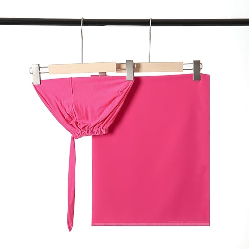 Matched Hijab and Undercap Set, Chiffon Muslim Head Scarf for Women, A Perfectly Decent Combination - color: Rose Red
