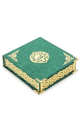 SODEF Velvet Covered Pocket Size Gift Quran Set - Arabic Text - Green