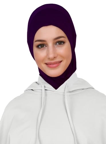Lina & Lily Modal Jersey Muslim Amira Instant Hijab Scarf One Piece Ready-To-Wear - color: Dark Purple